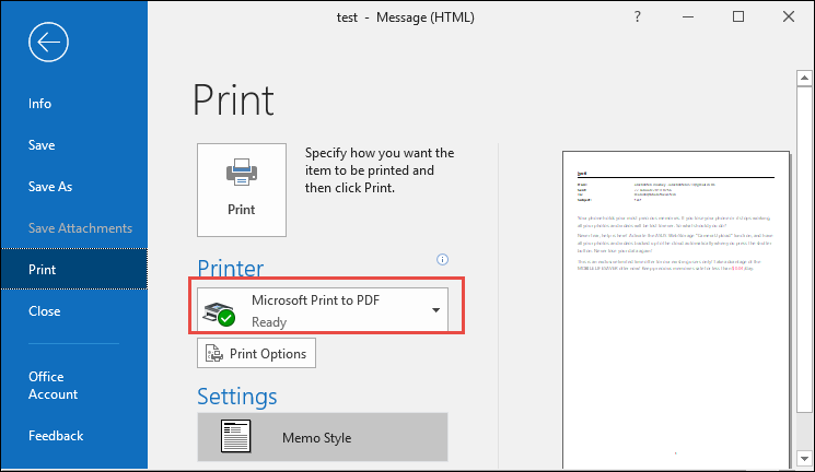 Hit Print Option 